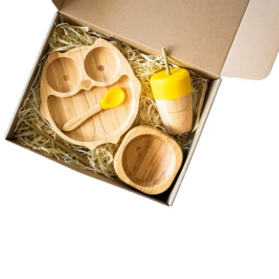 Eco Rascals Bamboo Owl Plate Weaning Set